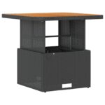 vidaXL 3-dielna záhradná jedálenská súprava s vankúšmi čierny poly ratan akácia – Obrázok 5