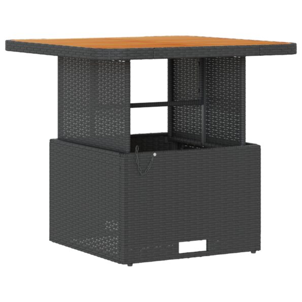 vidaXL 3-dielna záhradná jedálenská súprava s vankúšmi čierny poly ratan akácia – Obrázok 5