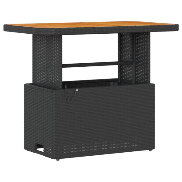 vidaXL 3-dielna záhradná jedálenská súprava s vankúšmi čierna poly ratan akácia – Obrázok 5