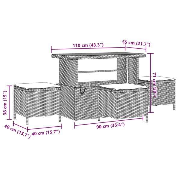 42007921_12.jpg vidaXL 4-dielny záhradný jedálenský set s vankúšmi Čierny Poly Ratan Akácia – Obrázok 12