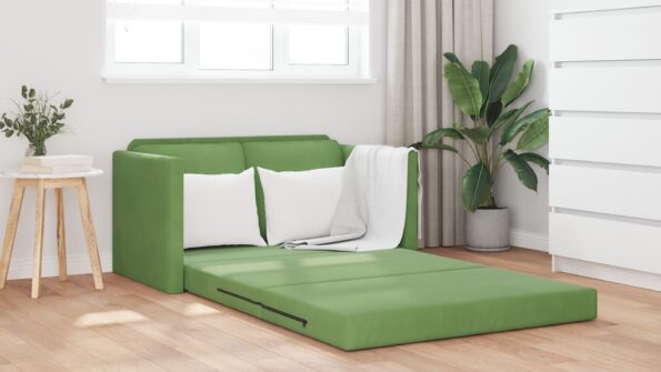 vidaXL Pohovka Svetlozelená Tkanina, Drevo Dvojmiestna Pohovka – Obrázok 4