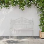 vidaXL Lavička Biela Kov 104 x 52.5 x 89 cm Odolná na Dlhé Roka – Obrázok 3