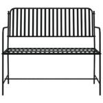 vidaXL vonkajšia lavička Čierna Kov Štandard Trvácna Vonkajšia lavička – Obrázok 4