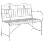 vidaXL lavička Biela Kov 103,5 x 59 x 89 cm Odolná Vonkajšia lavička – Obrázok 2