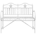vidaXL lavička Biela Kov 103,5 x 59 x 89 cm Odolná Vonkajšia lavička – Obrázok 4