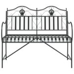 vidaXL kovová lavička Čierna Kov Štandardná Dekoratívne vložky – Obrázok 4