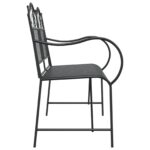 vidaXL kovová lavička Čierna Kov Štandardná Dekoratívne vložky – Obrázok 5