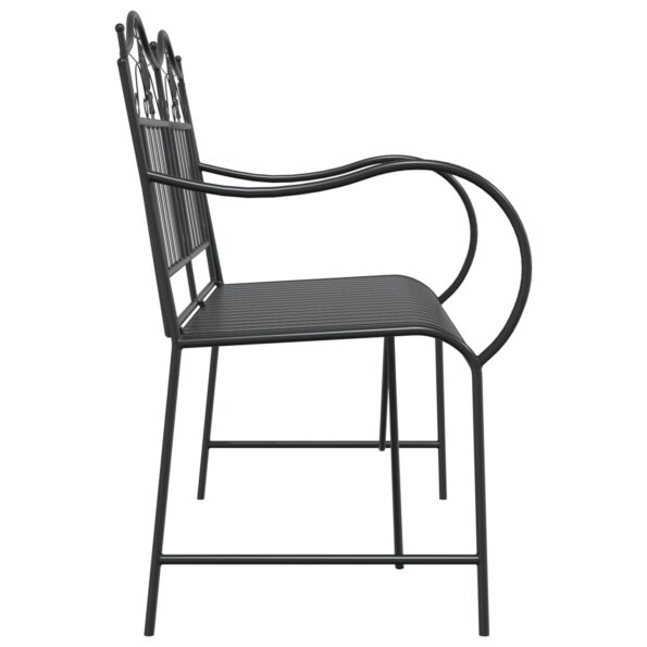 vidaXL kovová lavička Čierna Kov Štandardná Dekoratívne vložky – Obrázok 5