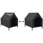 vidaXL Psia búda Čierna Polyester a Oceľ – Obrázok 9