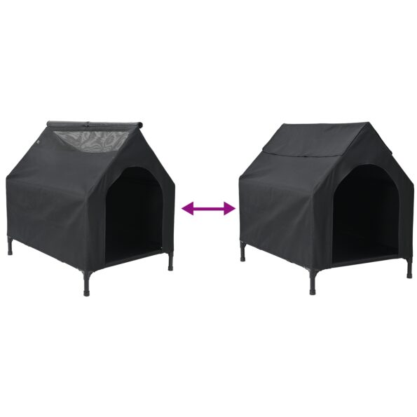 vidaXL Psia búda Čierna Polyester a Oceľ – Obrázok 9