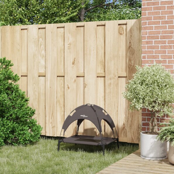 vidaXL Vyvýšená psia postel s odnímateľnou strechou Hnedá S Oceľ – Obrázok 3