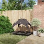 vidaXL Vyvýšená posteľ pre psa s odnímateľnou strechou Hnedá XL Oceľ – Obrázok 3