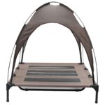 vidaXL Vyvýšená posteľ pre psa s odnímateľnou strechou Hnedá XL Oceľ – Obrázok 5