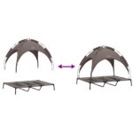 vidaXL Vyvýšená posteľ pre psa s odnímateľnou strechou Hnedá XL Oceľ – Obrázok 9