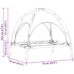 vidaXL Vyvýšená psia posteľ s odnímateľnou strechou Strieborná šedá M Kov – Obrázok 10