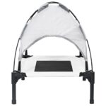 vidaXL Vyvýšená psia posteľ s odnímateľnou strechou Strieborná šedá M Kov – Obrázok 5