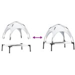 vidaXL Vyvýšená psia posteľ s odnímateľnou strechou Strieborná šedá M Kov – Obrázok 9