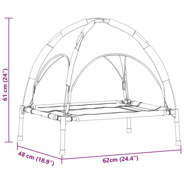 vidaXL vyvýšená posteľ pre psov s odnímateľnou strechou Námornícka modrá S Kov – Obrázok 10