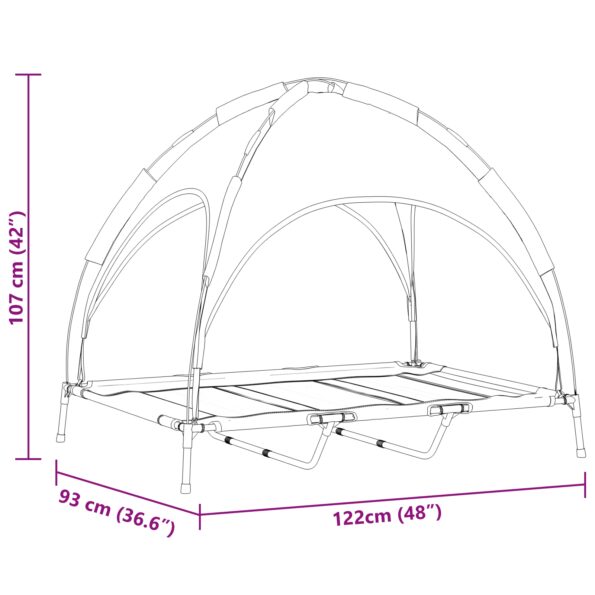 vidaXL Vyvýšená psia posteľ s odnímateľnou strechou námornícka modrá XL oceľ – Obrázok 10