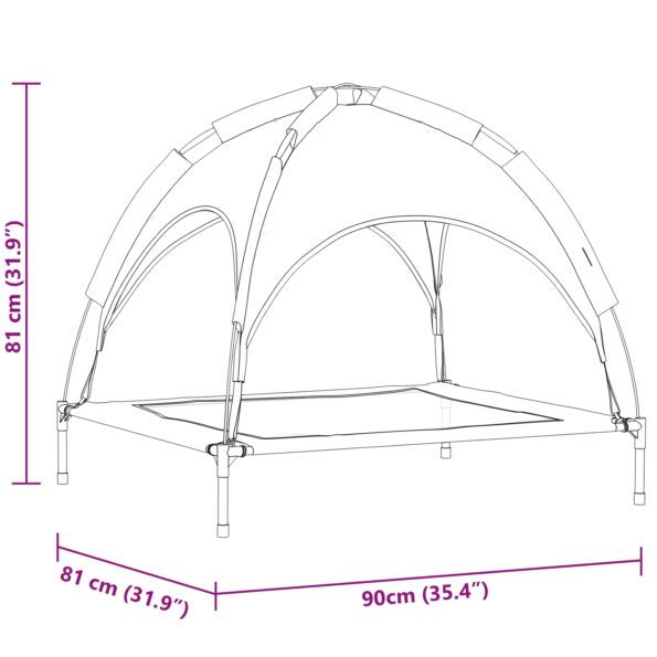 vidaXL Vyvýšená psia postel s odnímateľným prístreškom Čierna L Oceľ – Obrázok 10