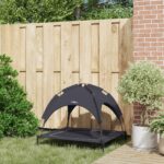 vidaXL Vyvýšená psia postel s odnímateľným prístreškom Čierna L Oceľ – Obrázok 3