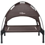 vidaXL Vyvýšená posteľ pre psa s odnímateľnou strechou Hnedá S Oceľ – Obrázok 4