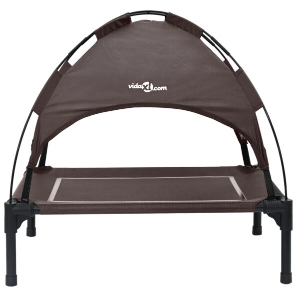 vidaXL Vyvýšená posteľ pre psa s odnímateľnou strechou Hnedá S Oceľ – Obrázok 4