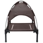 vidaXL Vyvýšená posteľ pre psa s odnímateľnou strechou Hnedá S Oceľ – Obrázok 5