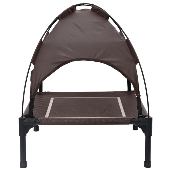 vidaXL Vyvýšená posteľ pre psa s odnímateľnou strechou Hnedá S Oceľ – Obrázok 5