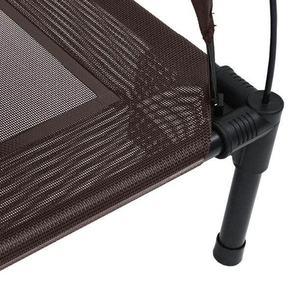 vidaXL Vyvýšená posteľ pre psa s odnímateľnou strechou Hnedá S Oceľ – Obrázok 6