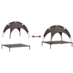 VidaXL vyvýšená psia posteľ s odnímateľnou strechou Hnedý L Oceľ – Obrázok 9