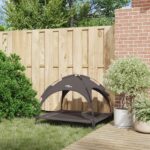 vidaXL Vyvýšená posteľ pre psa s odnímateľnou strechou Hnedá XL Oceľ – Obrázok 3