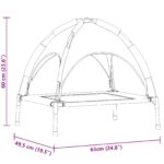 vidaXL Vyvýšená posteľ pre psa s odnímateľnou strechou Strieborná šedá Oceľ – Obrázok 10