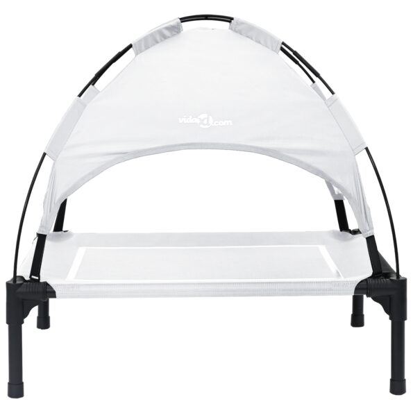 vidaXL Vyvýšená posteľ pre psa s odnímateľnou strechou Strieborná šedá Oceľ – Obrázok 4