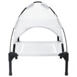 vidaXL Vyvýšená posteľ pre psa s odnímateľnou strechou Strieborná šedá Oceľ – Obrázok 5