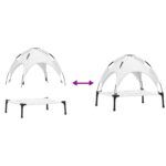 vidaXL Vyvýšená posteľ pre psa s odnímateľnou strechou Strieborná šedá Oceľ – Obrázok 9