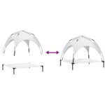 vidaXL Vyvýšená posteľ pre psa s odnímateľnou strechou Strieborná L Oceľ – Obrázok 9