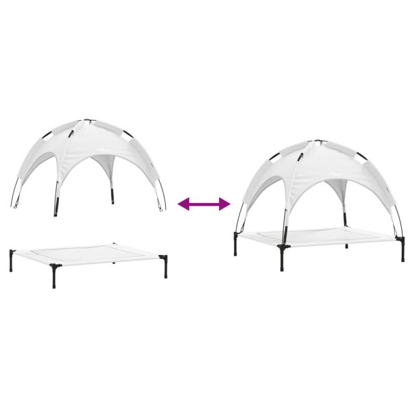 vidaXL Vyvýšená posteľ pre psa s odnímateľnou strechou Strieborná L Oceľ – Obrázok 9