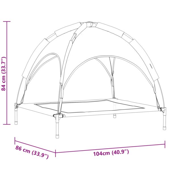 vidaXL Vyvýšená psia posteľ so strechou strieborná šedá XL oceľ – Obrázok 10