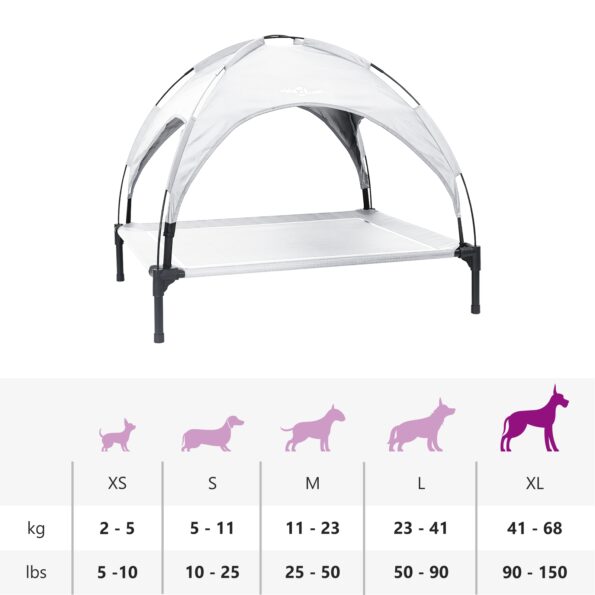 vidaXL Vyvýšená psia posteľ so strechou strieborná šedá XL oceľ – Obrázok 11