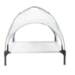 vidaXL Vyvýšená psia posteľ so strechou strieborná šedá XL oceľ – Obrázok 5