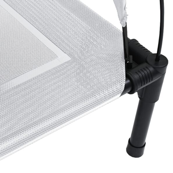 vidaXL Vyvýšená psia posteľ so strechou strieborná šedá XL oceľ – Obrázok 6