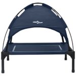 vidaXL vyvýšená posteľ pre psa s odnímateľnou strechou námornícka modrá oceľ – Obrázok 4