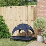 vidaXL Vyvýšená psia posteľ s odnímateľnou strechou Námornícka modrá L Oceľ – Obrázok 3