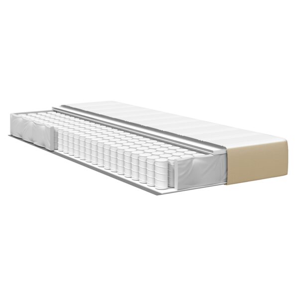 vidaXL Matraca s kapsičkovými pružinami, svetlozelená a šedá, stredná, 100x200x20 cm, textília – Obrázok 4