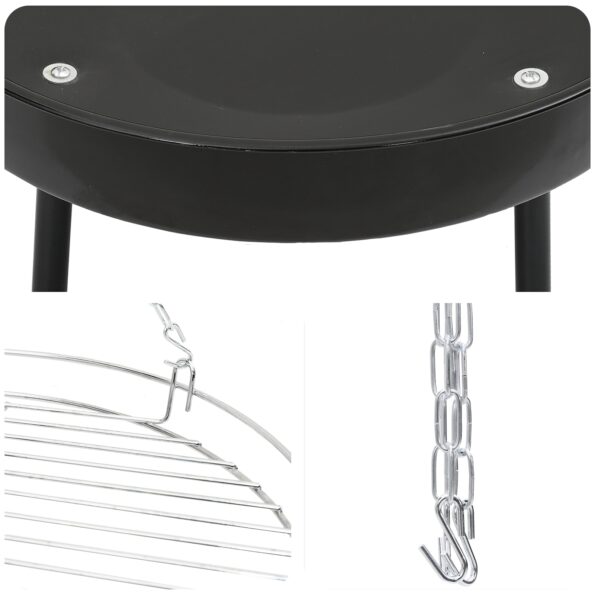 vidaXL Stojan na varenie na ohni s grilovacou mriežkou a ohňovou táckou 170 cm – Obrázok 7