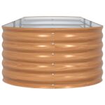 vidaXL Vyvýšený záhradný box Hnedý s dreveným vzhľadom 320x80x44 cm Oceľ – Obrázok 6