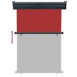vidaXL Bočná markíza na balkón 125x250 cm, červená – Obrázok 5