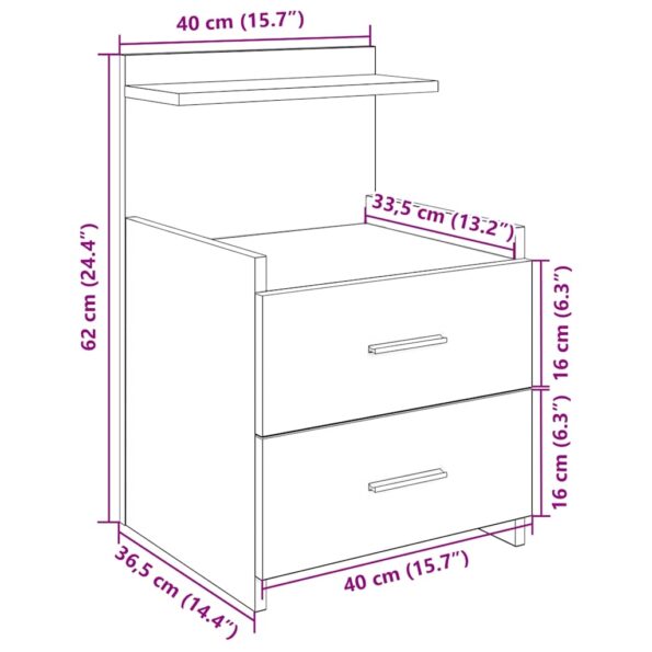 858641_12.jpg vidaXL Nočné stolíky 2 ks s 2 zásuvkami, dymový dub 40x36,5x62 cm – Obrázok 12