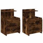vidaXL Nočné stolíky 2 ks s 2 zásuvkami, dymový dub 40x36,5x62 cm – Obrázok 2
